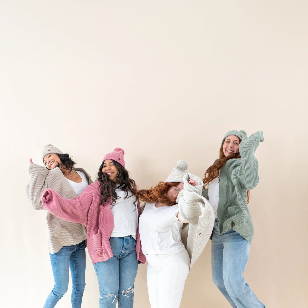 Chunky Knit Women's Oversized Cardigan in Apple Blossom