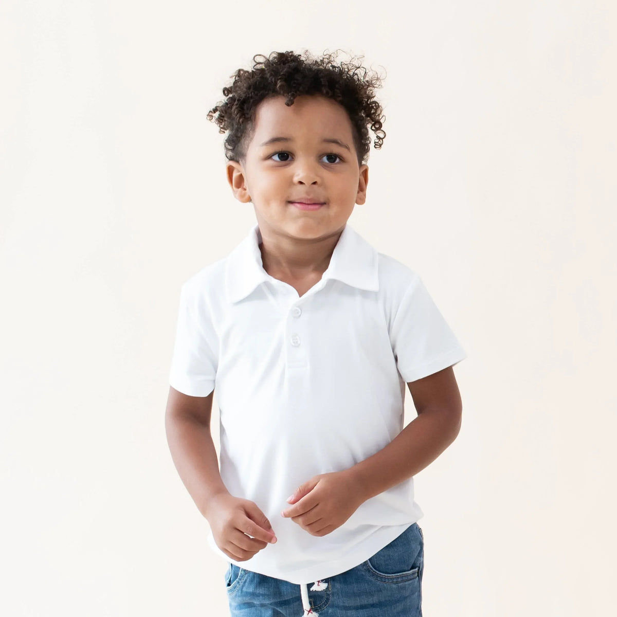 Toddler Short Sleeve Polo in Snow