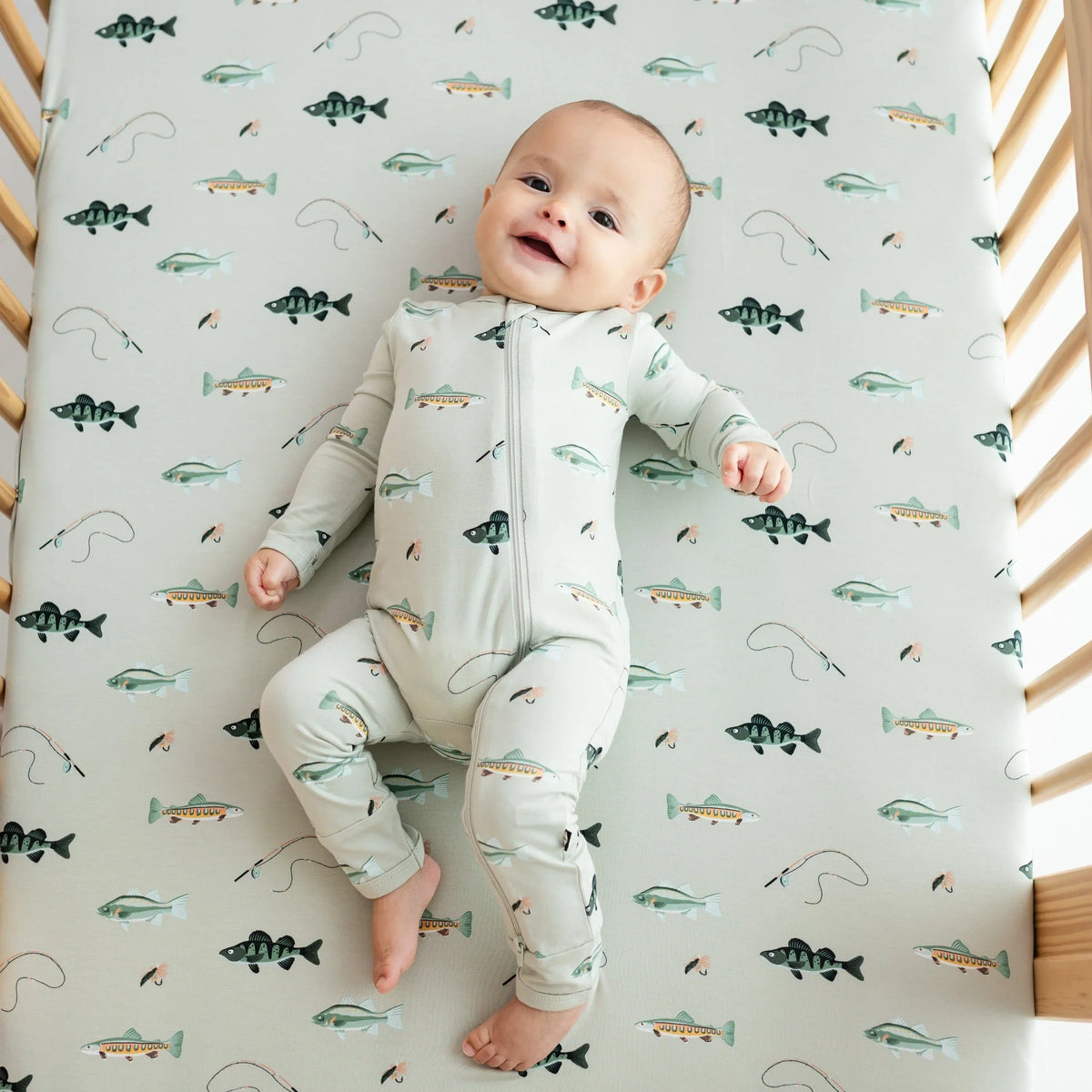 Zippered Romper in Fishing