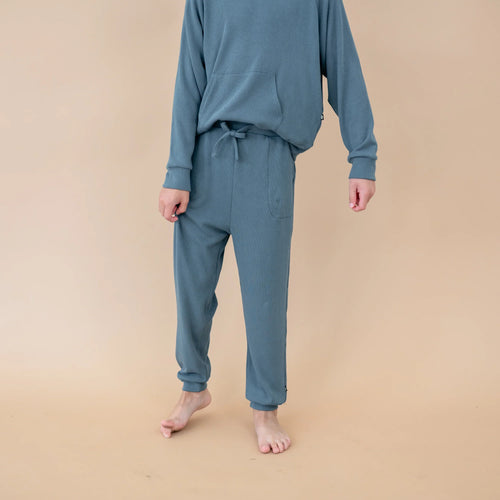 Ribbed Jogger Pant in Atlantic