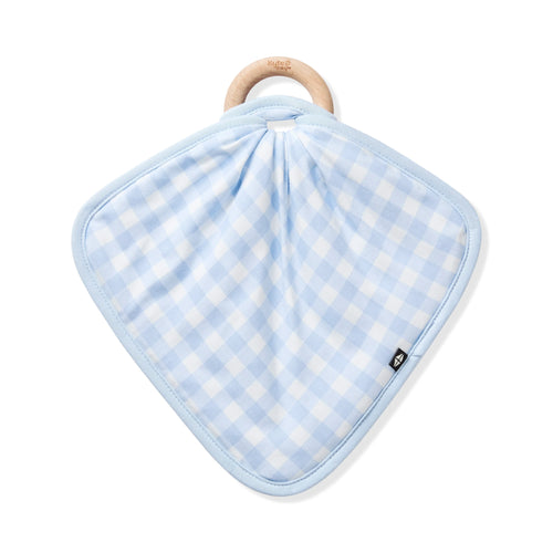 Lovey in Gingham Breeze with Removable Wooden Teething Ring