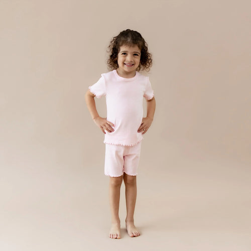 Pointelle Short Sleeve Set in Sakura