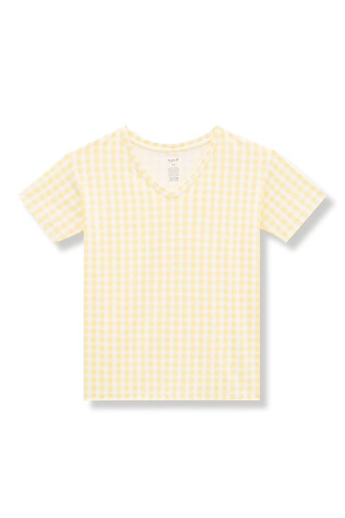 Women's Relaxed Fit V-Neck in Gingham Chamomile