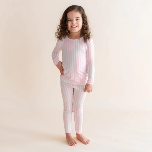 Long Sleeve Pajamas in Small Sakura Stripe