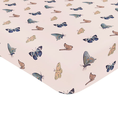 Crib Sheet in Blush Butterfly
