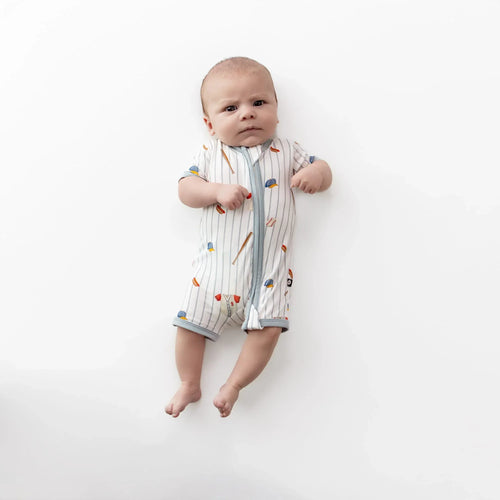 Zipper Shortall Romper in Home Run