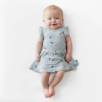 Twirl Bodysuit Dress in Mallard Duck