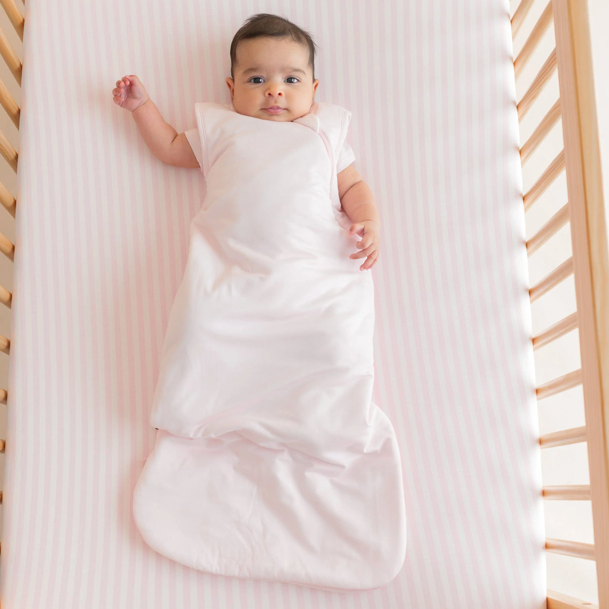 Crib Sheet in Small Sakura Stripe