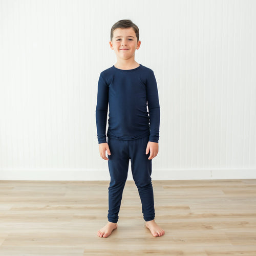 Long Sleeve Pajamas in Navy