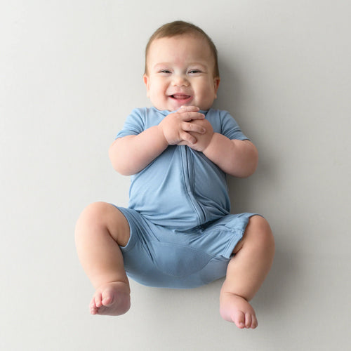 Zippered Shortall Romper in Slate