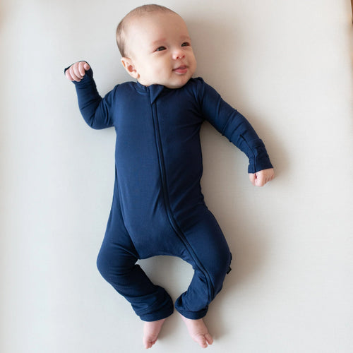 Zippered Romper in Navy