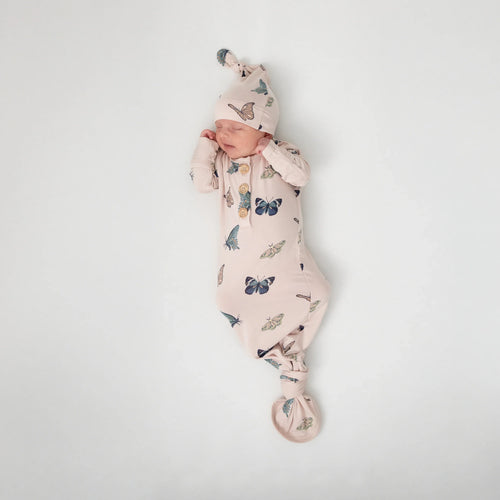Knotted Gown with Hat Set in Blush Butterfly