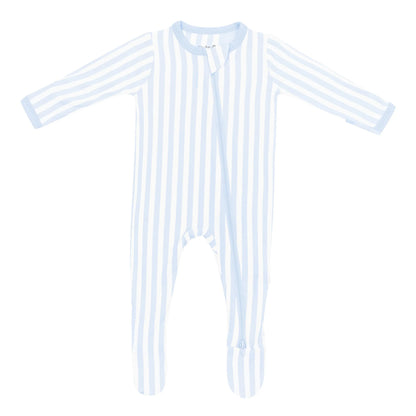 Zippered Footie in Small Mist Stripe