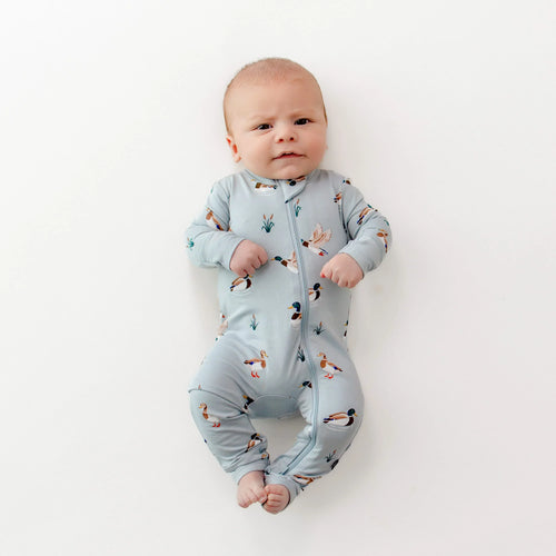 Zippered Romper in Mallard Duck