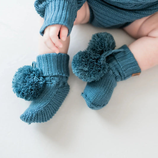 Knit Booties in Atlantic