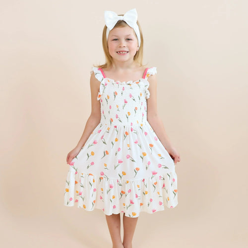 Smocked Dress in Tulip