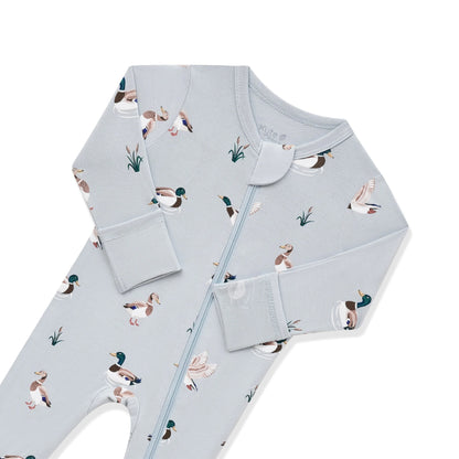 Zippered Footie in Mallard Duck
