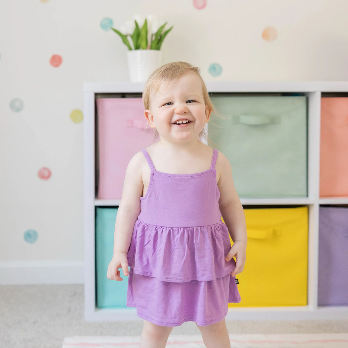 Spaghetti Strap Ruffle Romper in Poi